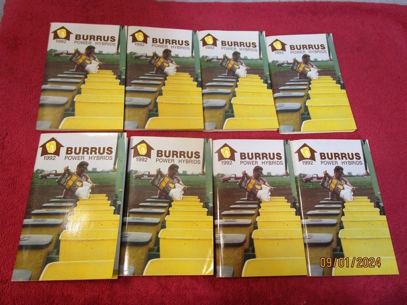 Lot of (8) 1992 Burrus Hybrid Seed Booklets Notebooks Illinois Farm Free Ship!