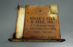 Vintage Advertising Rain Gauge ~ Feed Seed ~ Texas ~ No Tube ~ Rusty