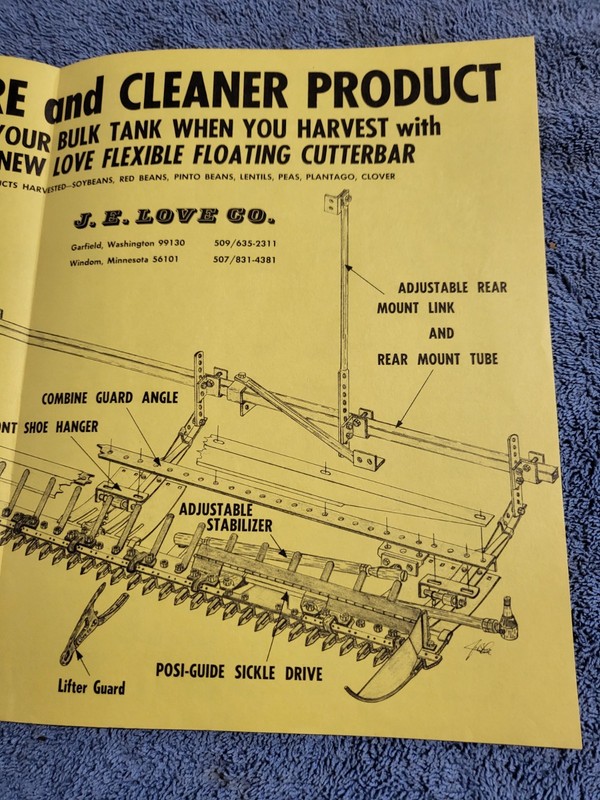 JE LOVE Vintage 1969 Brochure Flexible Floating Cutter Bar Harvesting Equipment gallery