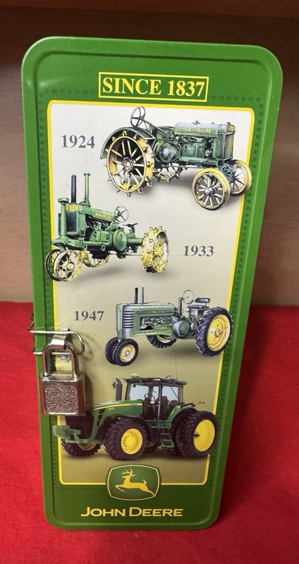 John Deere “Since 1837” Tin Metal Box Locker Coin Bank Collector’s Tractor Art