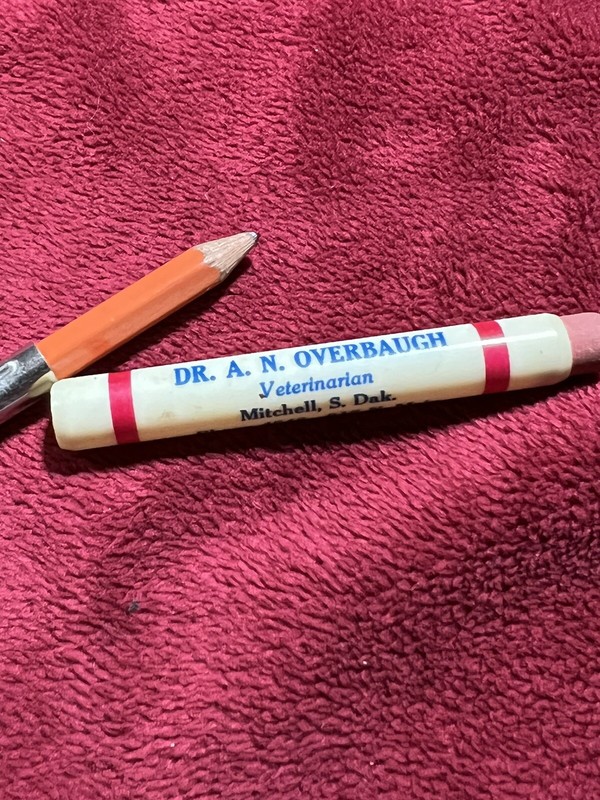 Vintage Bullet Pencil, Dr. A N Overbaugh – Veterinarian from Mitchell, SD.
