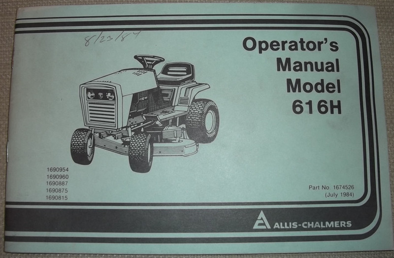 DEUTZ ALLIS 616H TRACTOR OPERATION & MAINTENANCE MANUAL BOOK