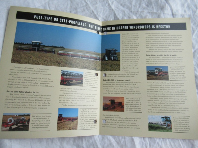 AGCO Hesston 8100 8200 8400 PT 1200 windrower brochure gallery