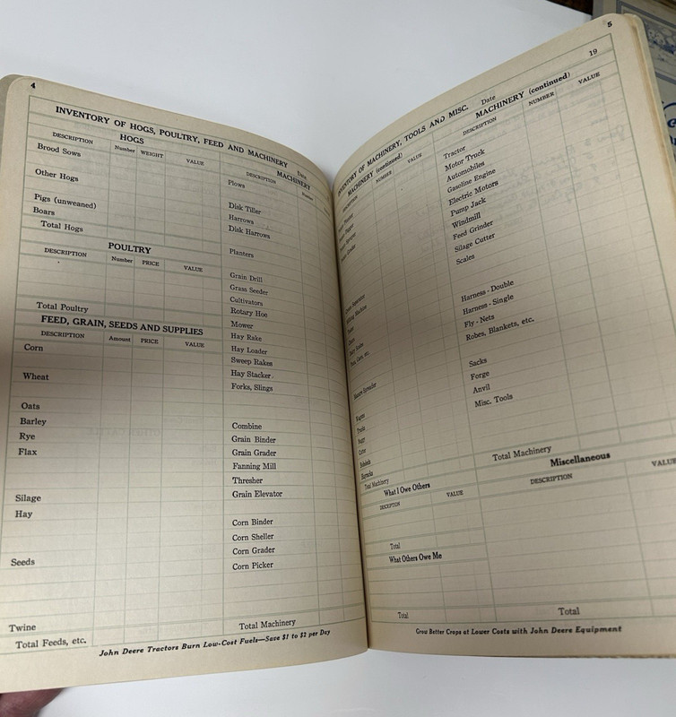 4 John Deere - The Handy Farm Account Book 1934 - 1941 Unused gallery