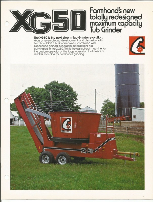 Original Farmhand Model XG50 Tub Grinders Dealer Sales Brochure No B8-10/2-5M-DP