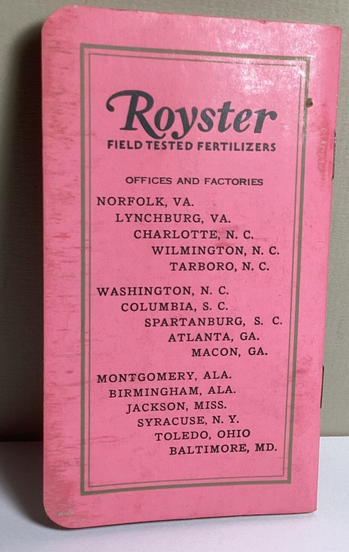 1933-34 CALENDAR F.S. ROYSTER GUANO CO. TOLEDO OHIO POCKET MEMO BOOKLET UNUSED gallery