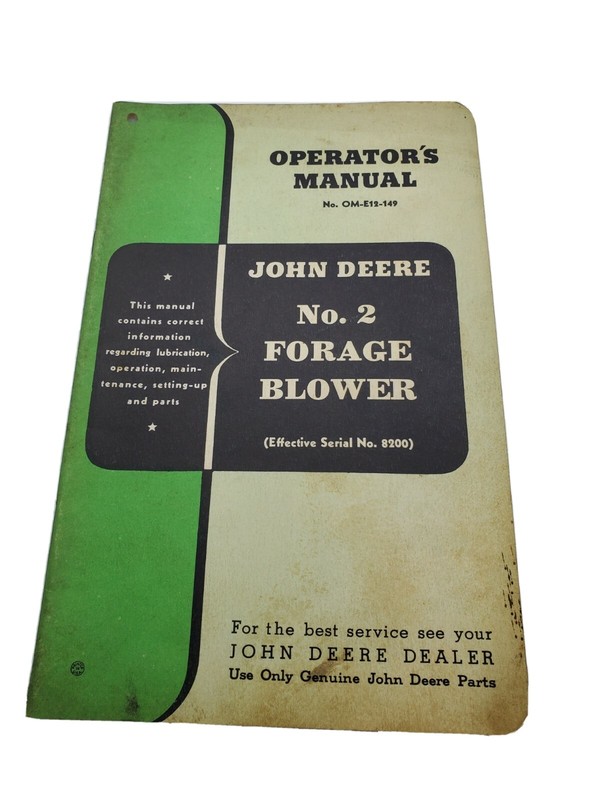 Vtg John Deere Manual No. 200 & 300 Series Integral Plow Attachments OM-Y15-1052