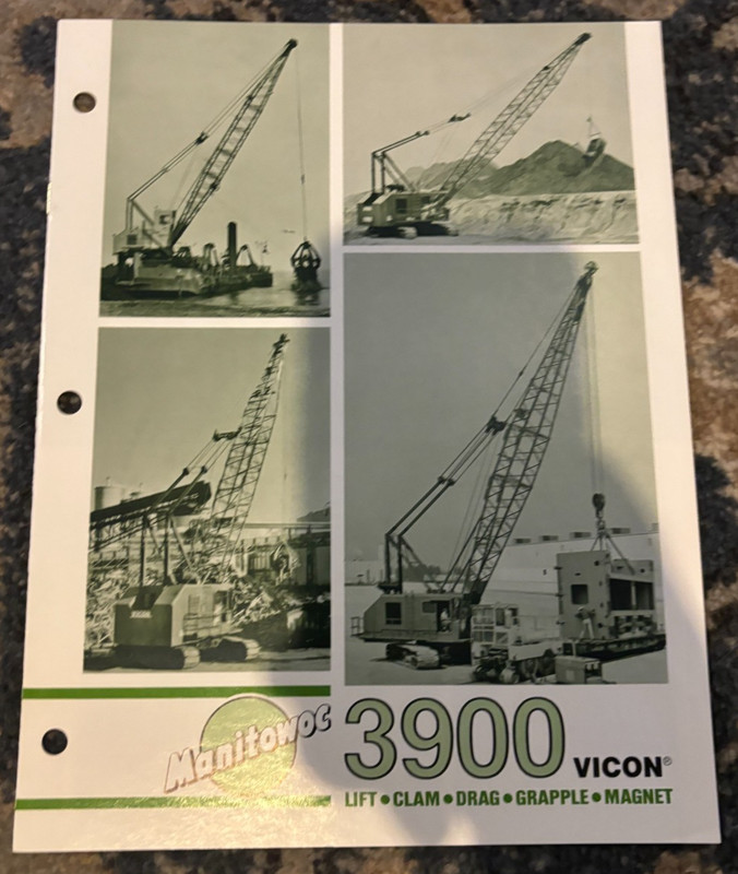 Manitowoc 3900 Vicon Crane Clamshell Dragline Grapple Magnet Brochure AMIL25