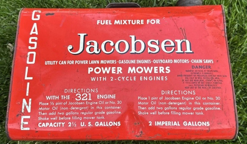 Vintage Jacobsen Metal Fuel Gas Gasoline 2-1/2 Gallon Tank Can Power Mowers gallery