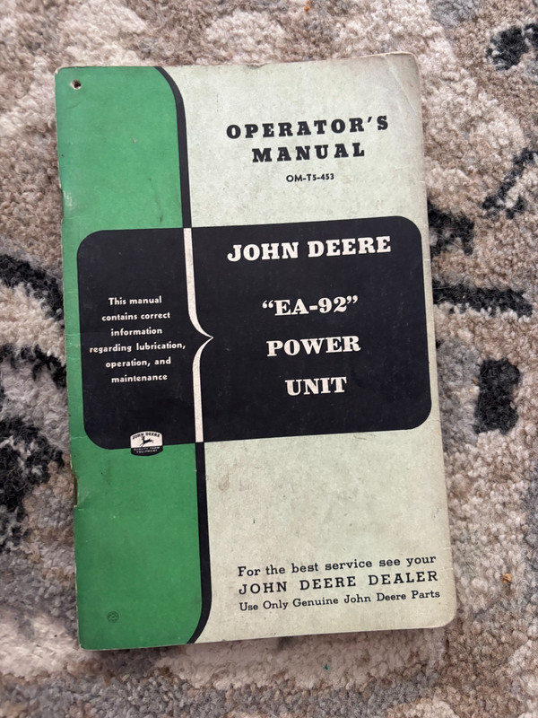 John Deere EA-92 Power Unit Operator’s Manual AMIL26