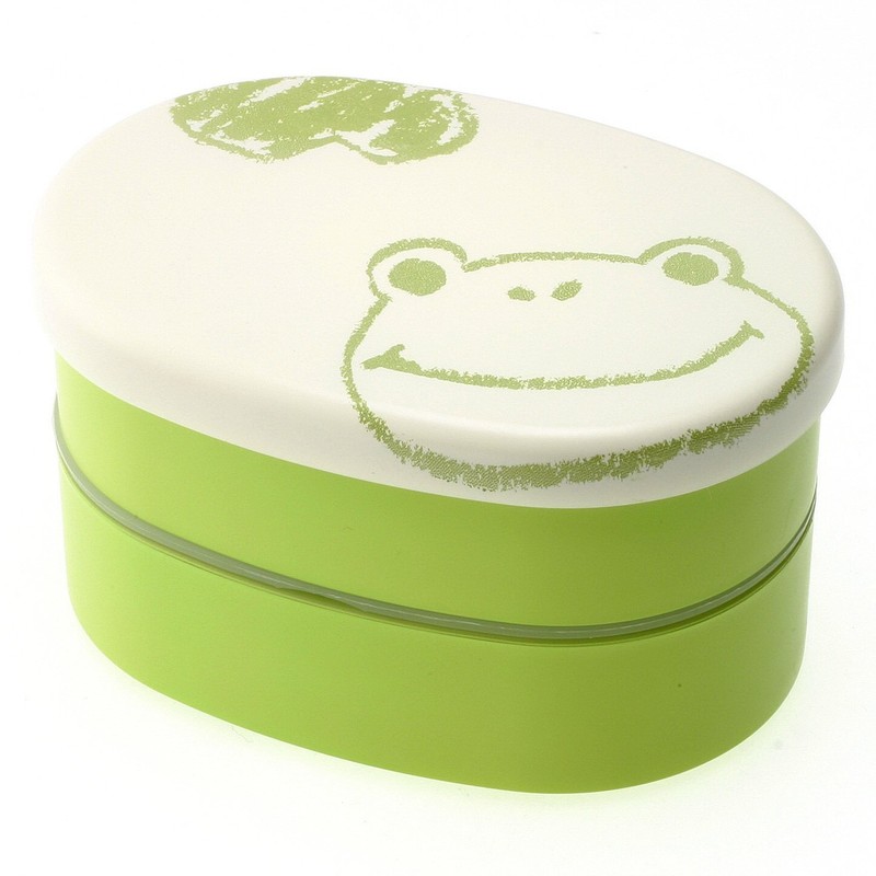 Kotobuki 2-Tiered Bento Box, Green Frog Sketch