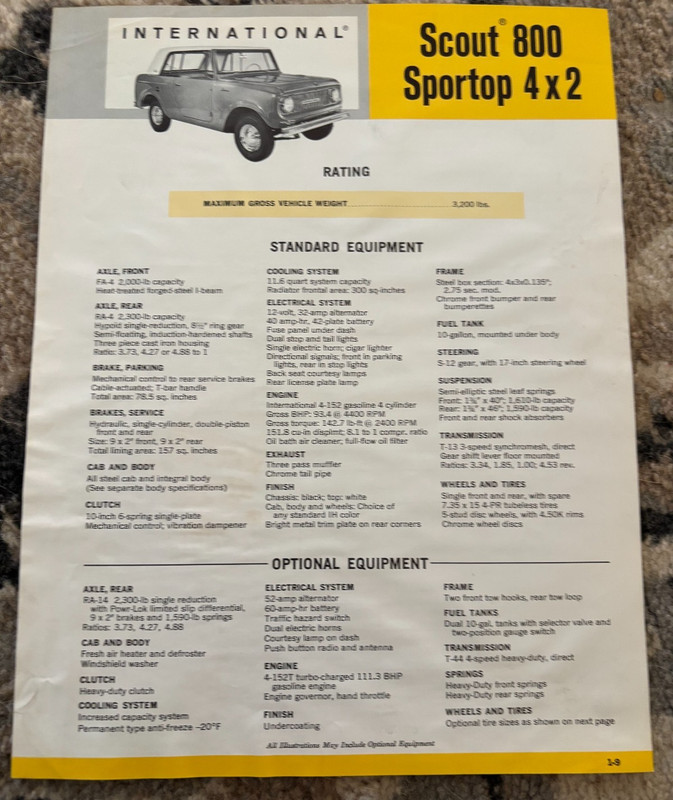 International Harvester Scout 800 Sportop 4X2 For 1966 Brochure MWPA26 ver3