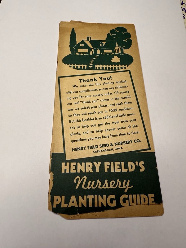 1947 Henry Field Seed & Nursery Planting Guide Booklet Shenandoah Iowa Vintage