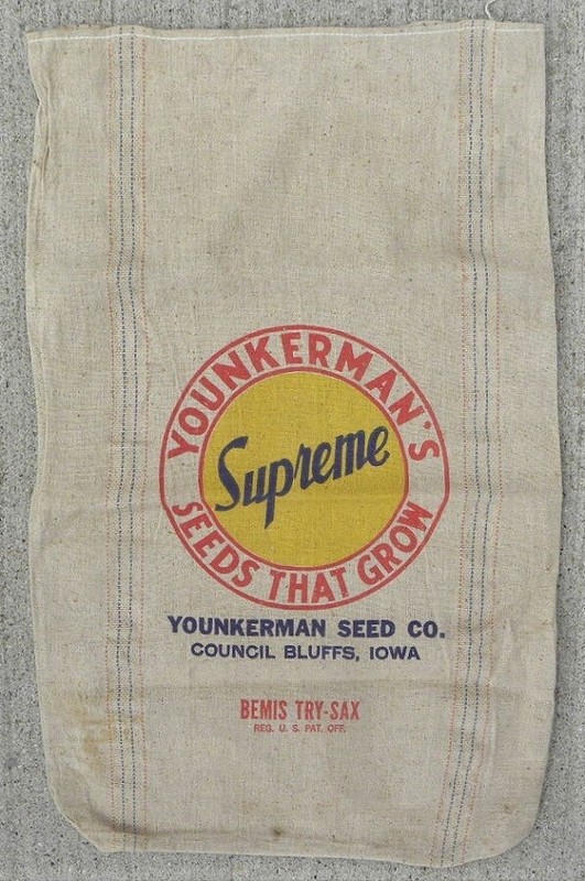 Vintage Younkerman Seed Co., Seed Corn, Council Bluffs, Iowa IA Cloth Sack