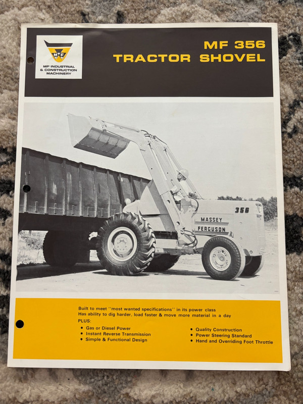 Massey Ferguson 356 Tractor Shovel Wheel Loader Brochure AMIL26