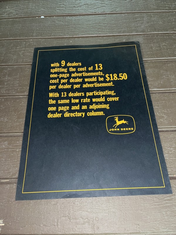 Vintage 4 Legged John Deere Dealers Sales Folder - NOS Indianapolis Advertising gallery