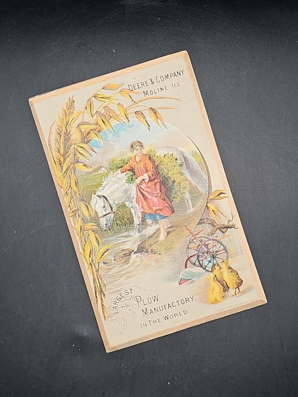 John DEERE & COMPANY plow Trade Card Moline IL 1880s tractor JD Deer Trading