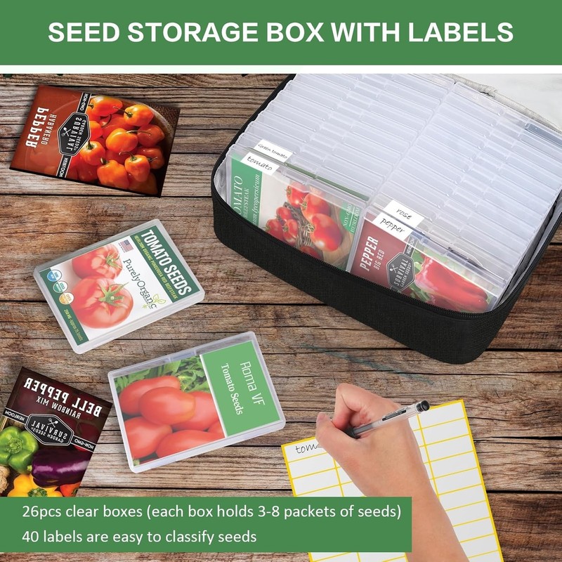 26-Slot Seed Storage Organizer Box with Insulated Bag - Airtight & Moistureproof gallery