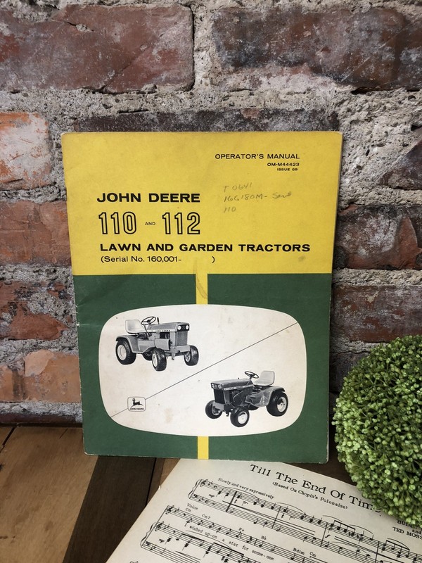 John Deere Operators Manual Vintage 70s 110 112 Lawn Garden Tractor M44423