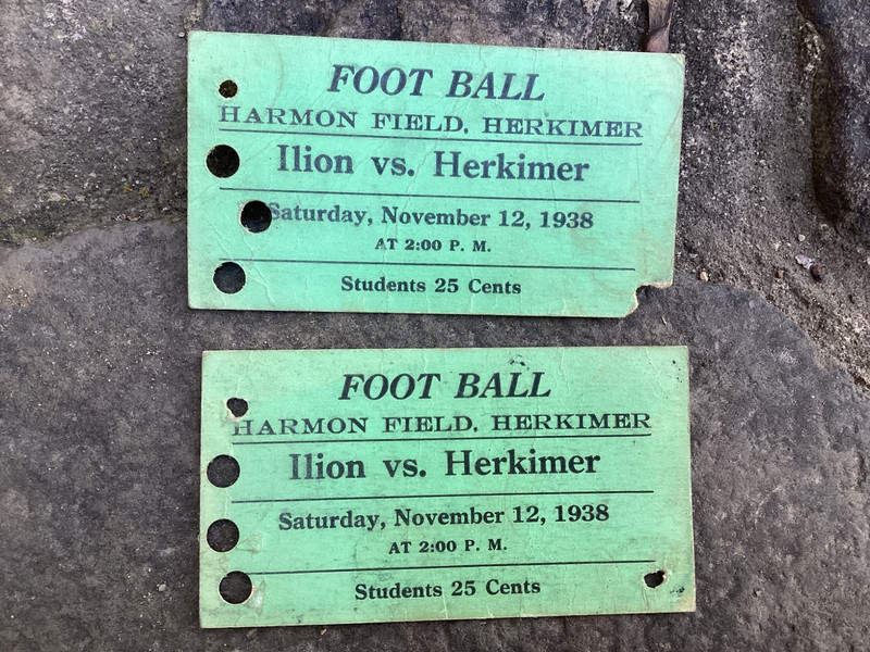 2 Rare Original Nov. 1938 Herkimer NY High School Football Tickets Harmon Field