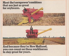 1969 New Holland Vintage Print Ad Combine Cornpower Farming Mid Century Decor
