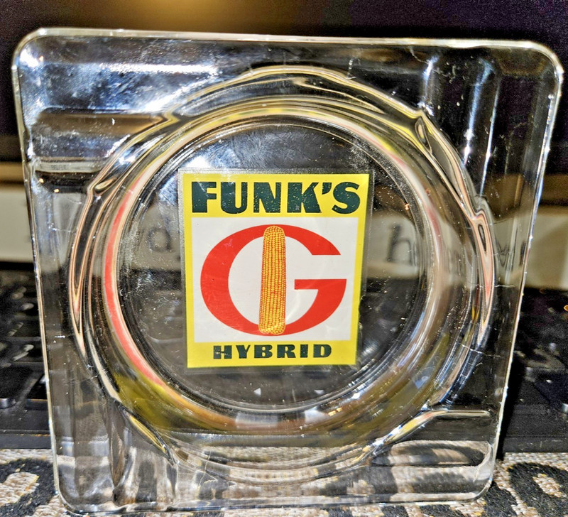 Vintage Funks G Hybrid Seed Corn Glass Farm Advertising Ashtray