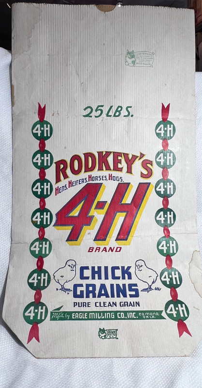 Rodkey’s 4-H Chick Grains 25 Lbs Eagle Milling Co Inc Edmond Oklahoma Empty Bag
