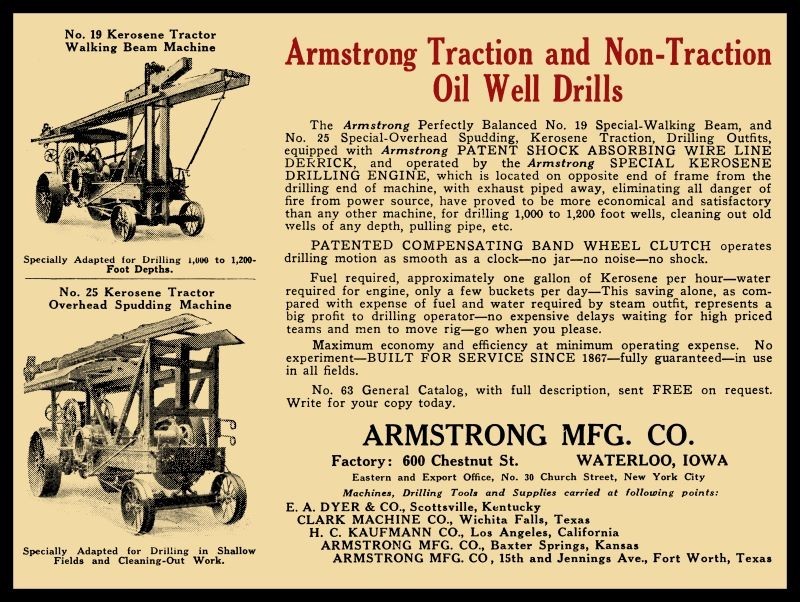 1920 Armstrong Oil Well Drills, Waterloo Iowa NEW METAL SIGN: 9 x 12″ Ships Free