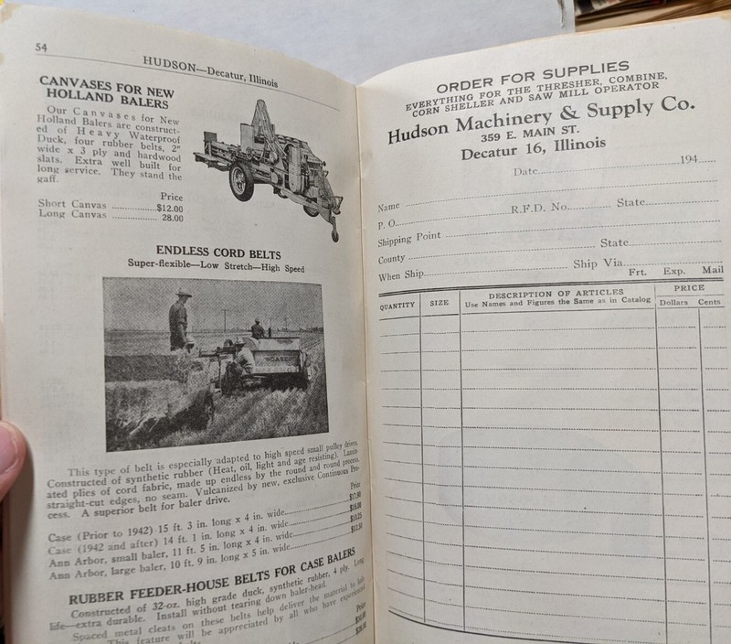 1946 Hudson Machinery & Supply Co Catalog Decatur Illinois IL Thresher Supplies gallery