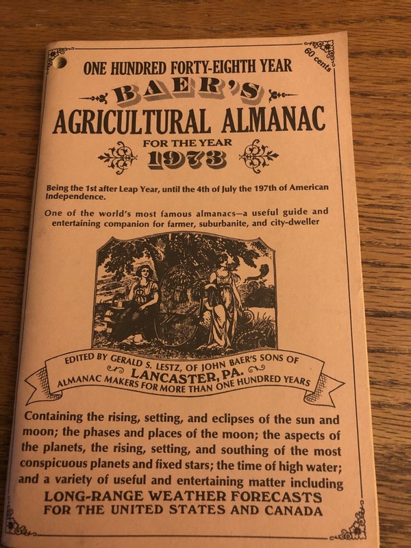 Baer’s Agricultural Almanac 1973 Lancaster Lestz