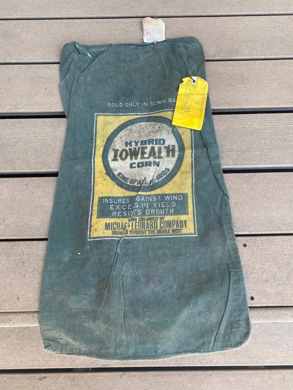 Vintage IOWEALTH Hybrid Corn Cloth Bag Farm Sack Sioux City Iowa IOWEALTH Green