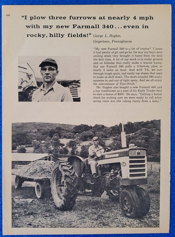 CLASSIC 1961 INTERNATIONAL HARVESTER IH FARMALL 340 TRACTOR ORIGINAL PRINT AD
