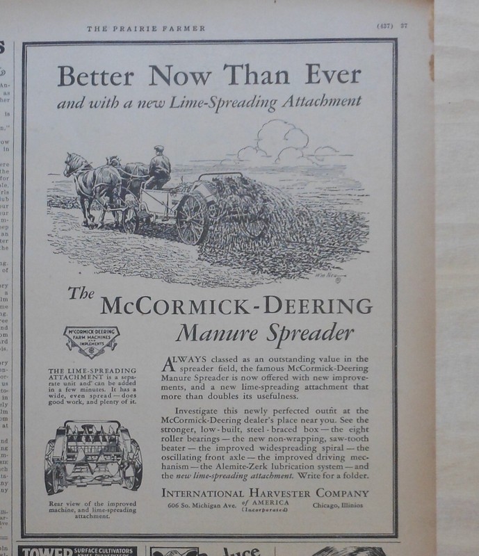 1930 newspaper ad for McCormick Deering Manure Spreader – Better than ever