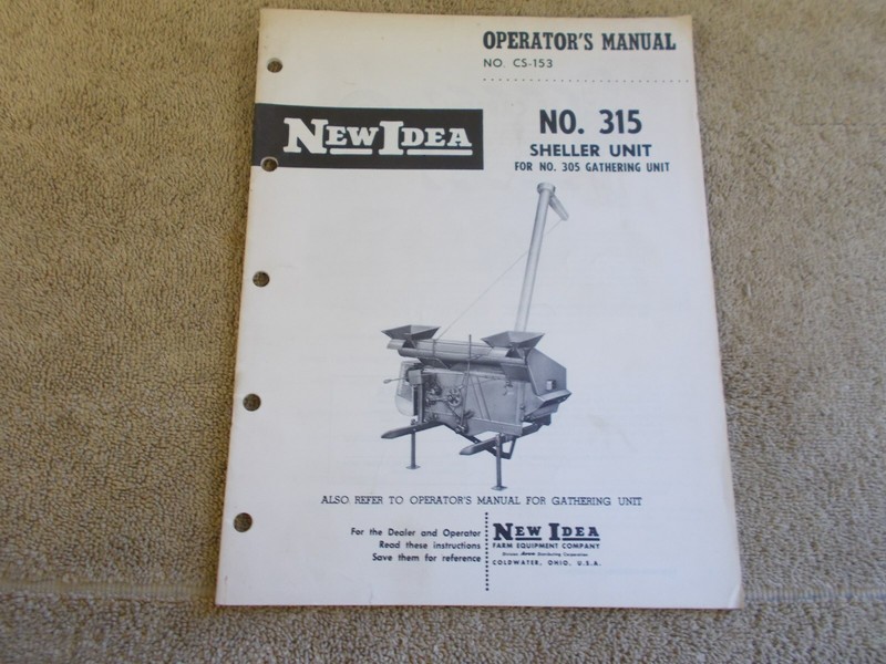 VGT 1963 NEW IDEA SHELLER FOR 305 GATHERING UNIT # 315 OPERATORS MANUAL FARM