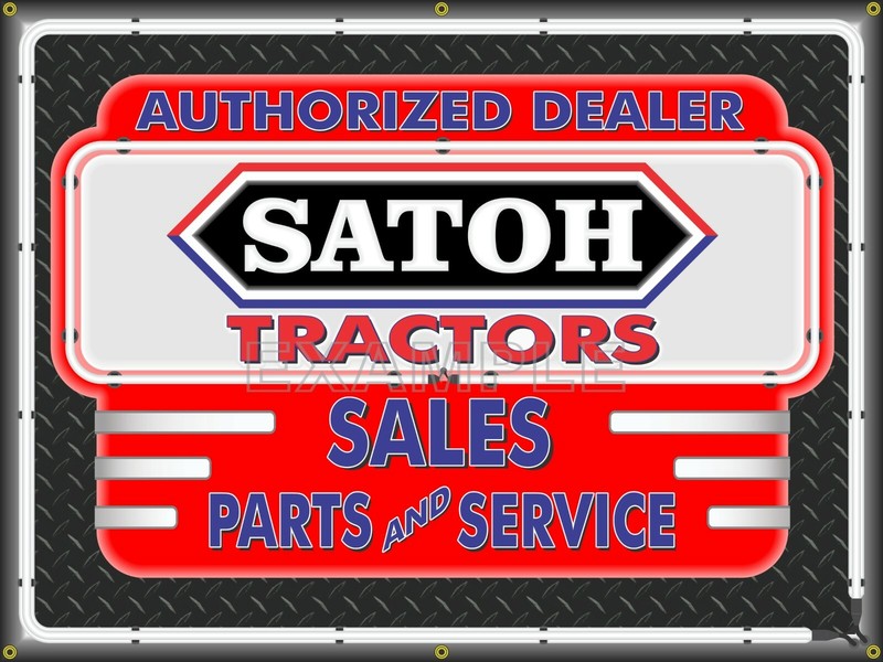 SATOH TRACTORS DEALER SALES SERVICE OLD SIGN REMAKE BANNER MURAL GARAGE SHOP ART