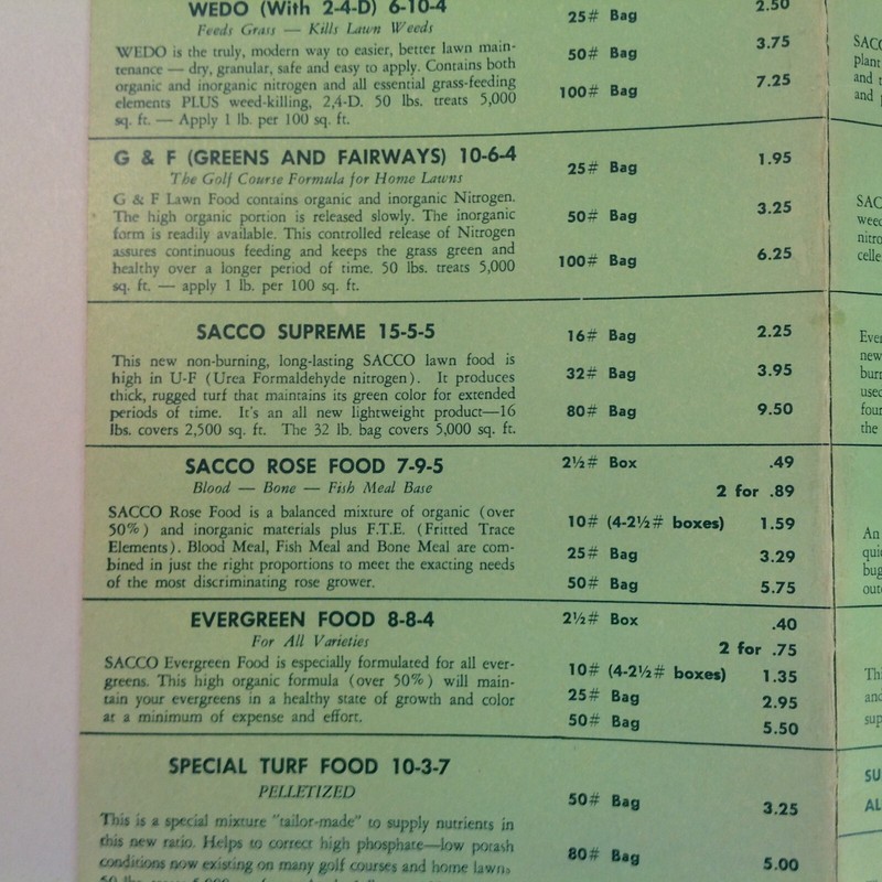 Vtg SACCO Smith Agricultural Chemical Co 1959 Retail Price List Zone 1 Midwest gallery