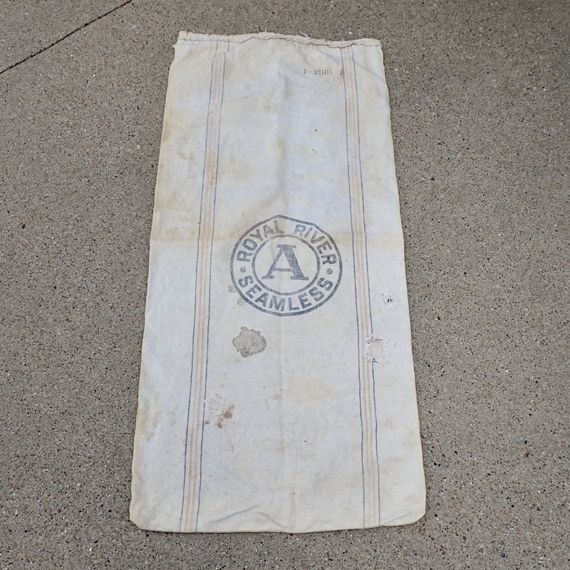 Vintage Royal River A Extra Heavy Seamless Cloth Canvas Feed Sack 41”x18” K36