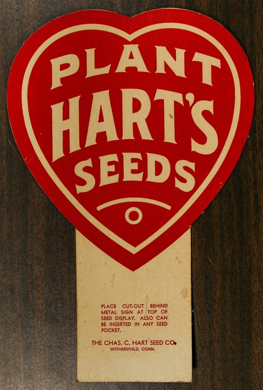 PLANT HART’S SEEDS Advertising Seed Rack Display Sign 10” X 7” Rare Survivor EUC