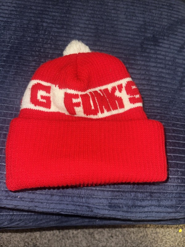 Vintage 1970s Funks G Hybrid Ski Knit Beanie Stocking Cap Pom Pom Winter Hat