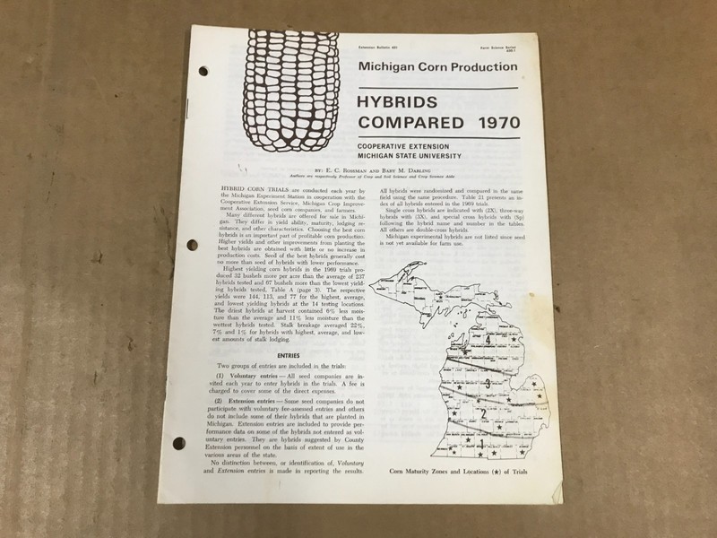 VTG 1970 Hybrids Compared – Michigan Corn Production – Michigan State University