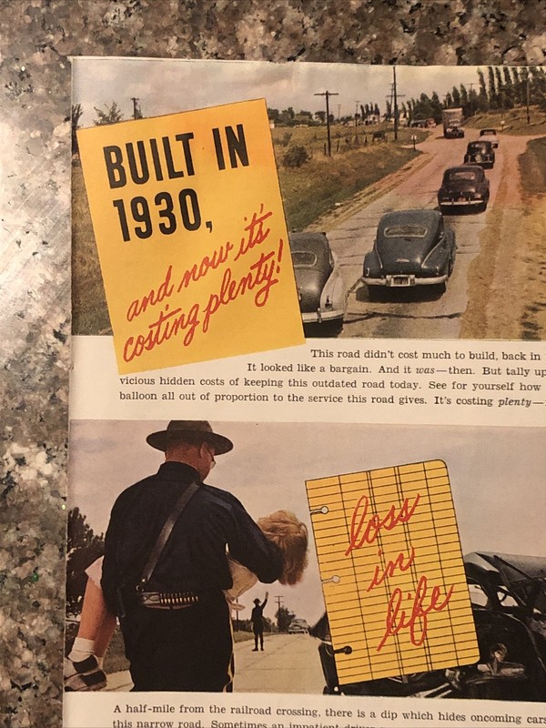 1954 Caterpillar PRINT AD Support New US Highway & Road Construction VTG 1950s gallery