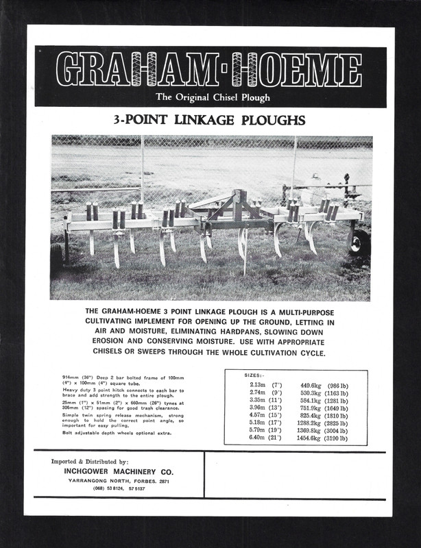 GRAHAM HOEME 3-POINT LINKAGE PLOUGHS FLYER BROCHURE [single sided]