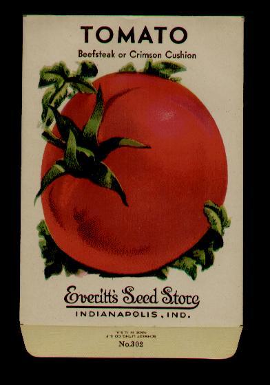1930’s TOMATO BEEFSTEAK LITHO SEED PACKET – EVERITT’S SEED, INDIANAPOLIS,IND
