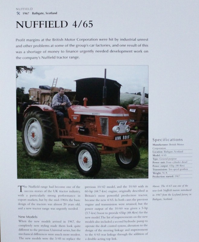 Nuffield Tractor Picture Article Info Sheet Out of Print Farm Wall Art Decor