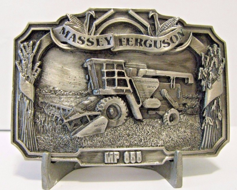 Vintage Massey Ferguson 855 Combine Pewter Belt Buckle 1986 Limited Ed 550/5000