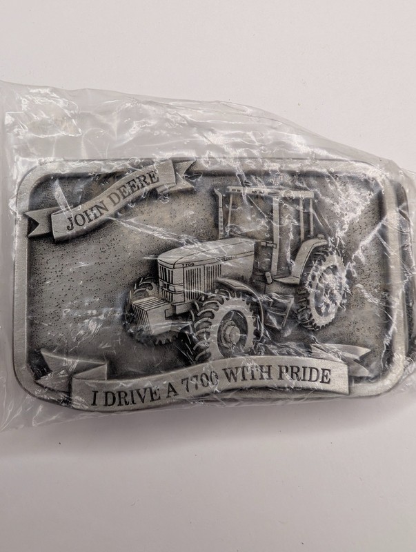 1993 John Deere Belt Buckle 7700 Tractor Moline IL NOS Low Serial #000027 Pewter