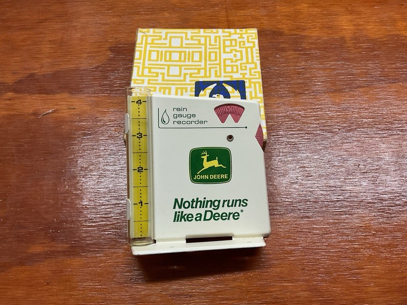 Vintage John Deere Rain Gauge Recorder New In box. Nothing Runs Like A Deer.