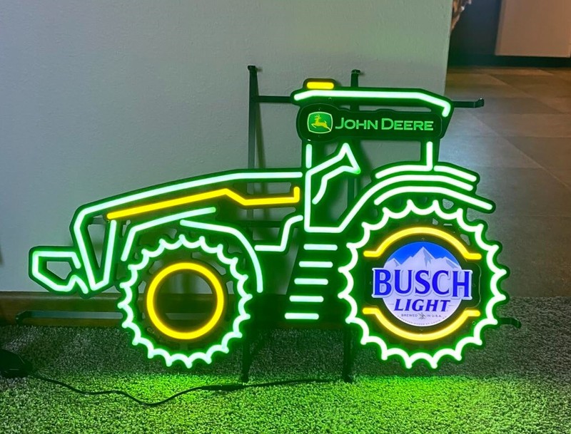 New 31″ John Deere Farm Tractor Busch Light Beer LED Neon Lamp Sign With Dimmer