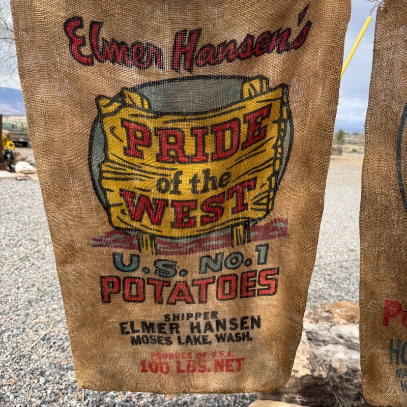 Vintage Elmer Hansen Pride of the West Potato Sack Burlap Bag Moses Lake WA 100