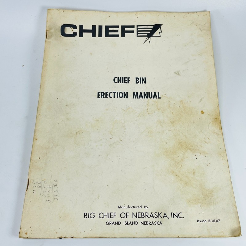 Vintage 1967 Chief Grain Bin ERECTION MANUAL Big Chief Grand Island NE Farm Ag